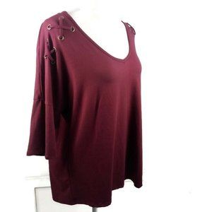 Wishful Park Sweater XL Red NEW Criss Cross Lace Up Quarter Sleeve Top